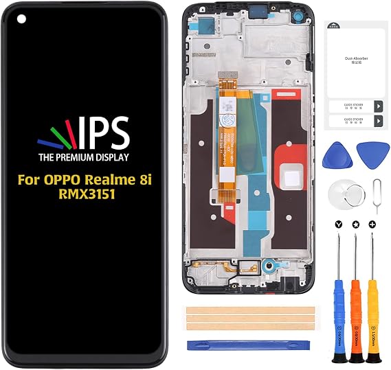 A-MIND for Oppo A96 4G/Realme 8i/Realme 9i /Realme Narzo 50 Screen Replacement Touch Digitizer LCD Display Full Assembly Repair Kits,with Tools(with Frame)