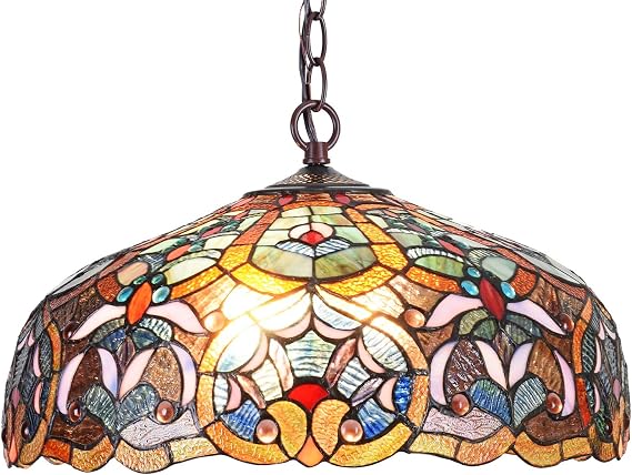 Capulina Tiffany Lamp Victorian Flower Stained Glass Pendant Light 2-Light