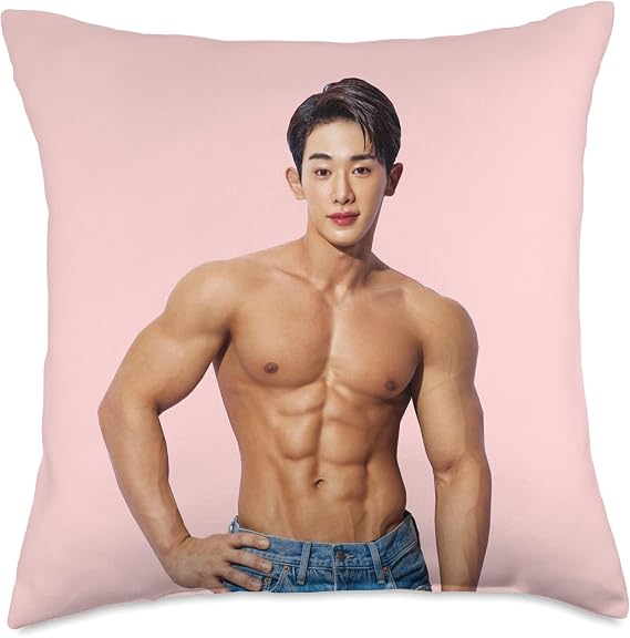 Wonho Sexy Muscle Daddy Korean Hunk Abs Solo Artist Idol Throw Pillow