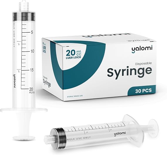 20mL Luer Lock Syringe (No Needle) | 30 Pack | Yalomi