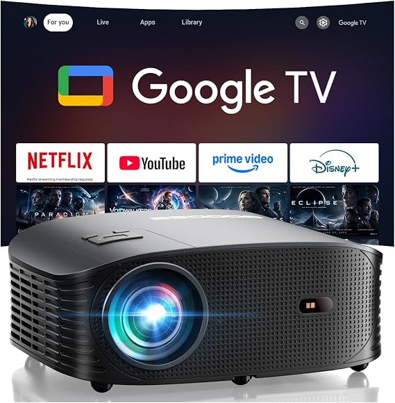 GOODEE Mini Projector [Official Licensed Google TV] Built-in Apps