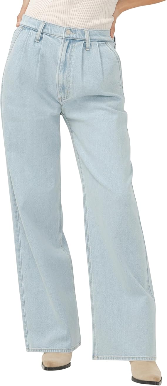 Silver Jeans Co. Women's High Rise Pleated Trouser Leg Jeans