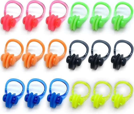 Zooshine 18 Pcs Swim Nose Clips for Adults Kids 7+,Soft Silica Gel Waterproof Nose Plugs for Pool Swimming Water Sports,Protect Nose in Water