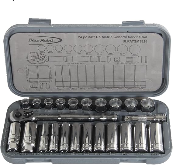 BluePoint BLPATSM3824, 3/8 DR Socket Set, 24PC/Set (Metric)
