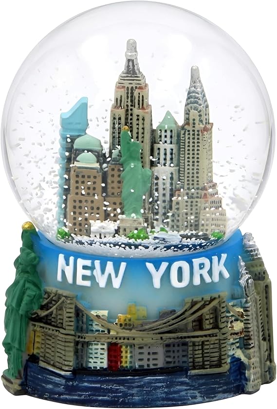 Mini New York City Snow Globe Featuring The NYC Skyline in This Souvenir Figurine with Statue of Liberty, 2.5" Tall (45mm)