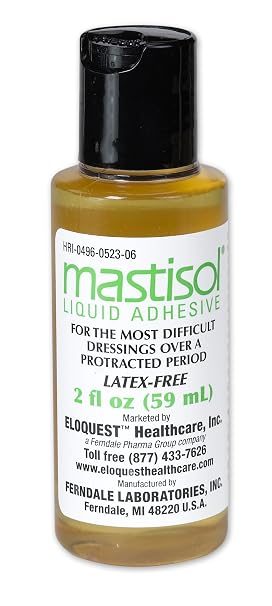 Liquid Medical Adhesive - Long-Lasting Non-Water Soluble Skin Bond for Dressings, Tapes, Devices, Latex-Free, CHG-Compatible - 2oz Bottle