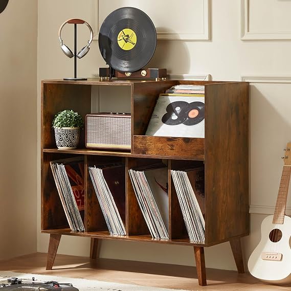 LELELINKY Large Record Player Stand Holds Up to 300 Albums