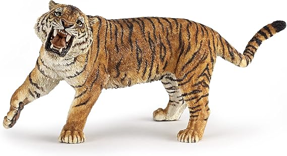 Papo - Realistic Roaring Tiger Figure Toy for Kids - Ages 3+ Jungle Predators Collection - Educational Play Wild Animals - Gift Idea Toy for Girls and Boys - 5.9 in X 2.4 in X 3.1 in