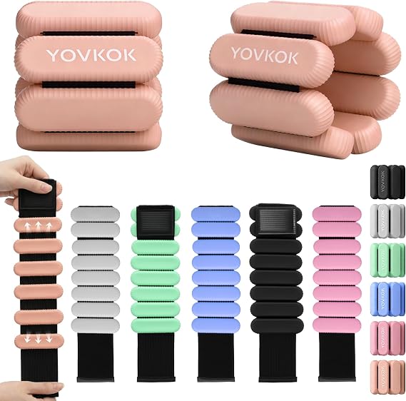 YOVKOK Adjustable Ankle Wrist Weights, Comfort Workout 2 LBS/ 4 LBS Pair