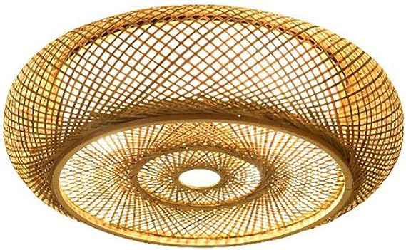 Bamboo Ceiling Light, 40 cm Vintage Chandelier, Natural Handmade Woven Retro Rattan Ceiling Lamp, Pendant Lights for Restaurant Tea Room Living Room Cafe Deco, 10-15 m² [Energy Class A++]