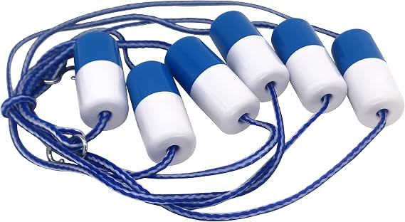 FibroPool Floating Pool Safety Rope - 18 Foot - Adjustable Length Lane Divider with Hooks for Swimming Pools - Equipment to Divide Swim Race Lanes - Buoy Line with 6 Integrated Floats
