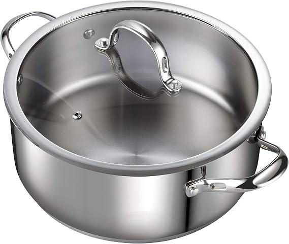 Cooks Standard 7 Quart Stock Pot, Stainless Steel Cooking Pot with Lid