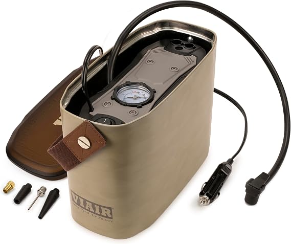 VIAIR 75P Portable Cig. Lighter Port Compressor Kit, Tire Inflator/Pump, 12-Volt(12V), 50 PSI, for Passenger Car Tires 00075