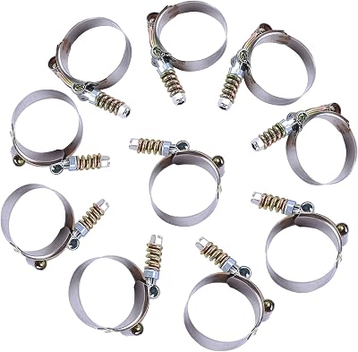 10Pcs T-Bolt Clamps Turbo Intake Intercooler Hose Clamp Spring Loaded Stainless Steel 83-91mm3.27-3.58