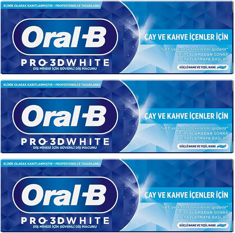 Oral-B 3D White Çay ve Kahve İçenler için Diş Macunu 75 ml 3lü paket