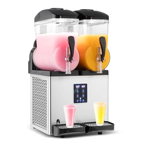 ROVSUN Commercial Slushy Machine, 15L X 2 Tanks Slushie Machine Frozen Drink Machine, 8 Gal/30L Margarita Machine Efficient Cooling Stainless Steel for Home Restaurant Bar Party Cafes 110V/60HZ