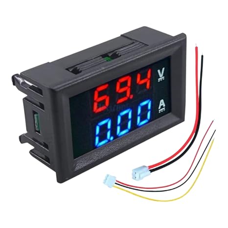 Dijital Dual Voltmetre Ampermetre Volt Akım Ölçer Dc 0-100v 10a Kırmızı-Mavi, Voltmetre, Ampermetre
