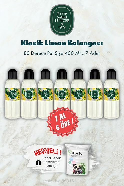 400 ML 80 Derece Klasik Limon Kolonyası 7 AL 6 ÖDE ve ROSIE Hediye