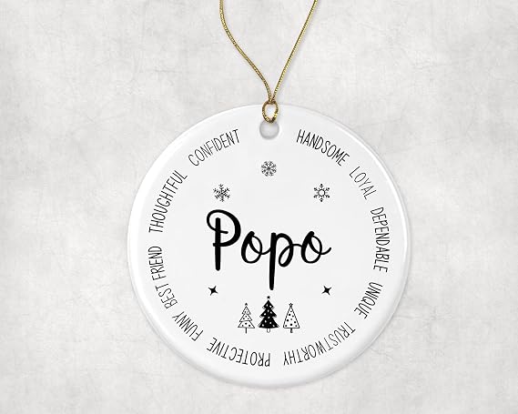 Descriptive Popo Ornament, Best Popo Ever Christmas Ornament, Popo Xmas Keepsake Gift from Daughter Or Son, New Popo Ornament Gift, First for Popo Printed on Both Sides