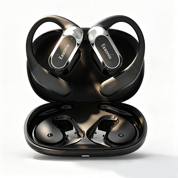 Open Ear Earbuds Wireless Ear Hooks Headphones, Ultra Lightweight Powerful Stereo Sound 35H Playtime Bluetooth 5.4 Dual Device Sync AI Clear Calls Waterproof for Small Ears