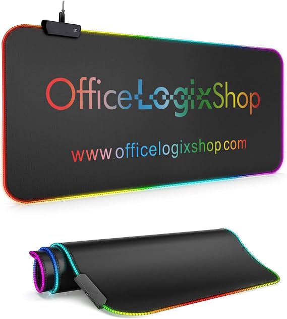 Large RGB LED Mouse Pad - Illuminated Gaming Mat for Precision and Style (Officelogix Logo, Large)