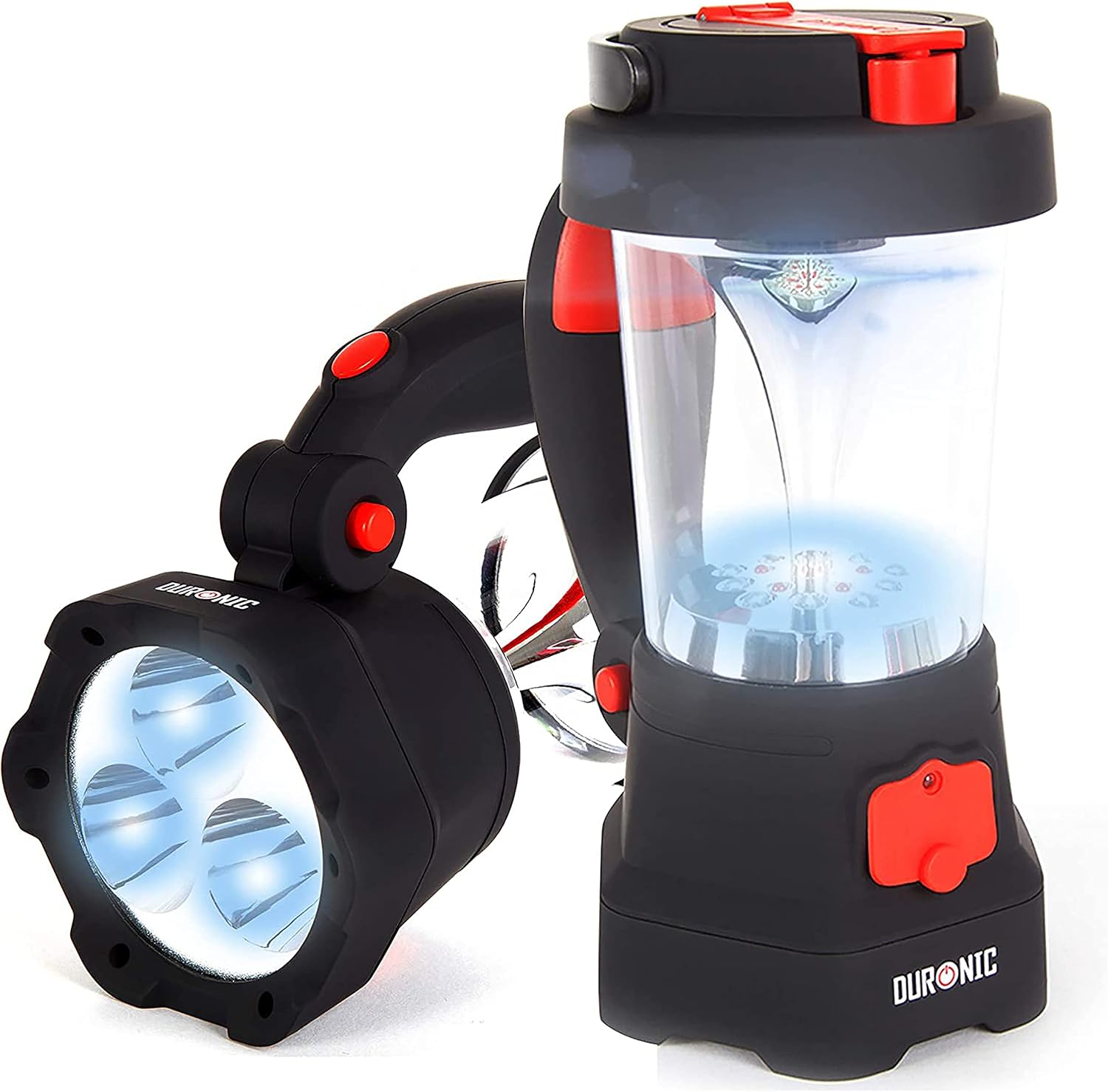Duronic Camping Lantern Rechargeable LED Camping Light Hurricane, 5W Wind Up Flashlight Torch Lanterns for Hiking, Wind-up Emergency Light with 3 Light Modes for Outdoor Activities [Energy Class A]