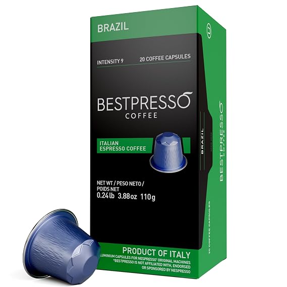 Bestpresso Coffee for Nespresso Original Machine 120 pods Genuine Espresso Brazil Blend Pods Compatible with Nespresso Original