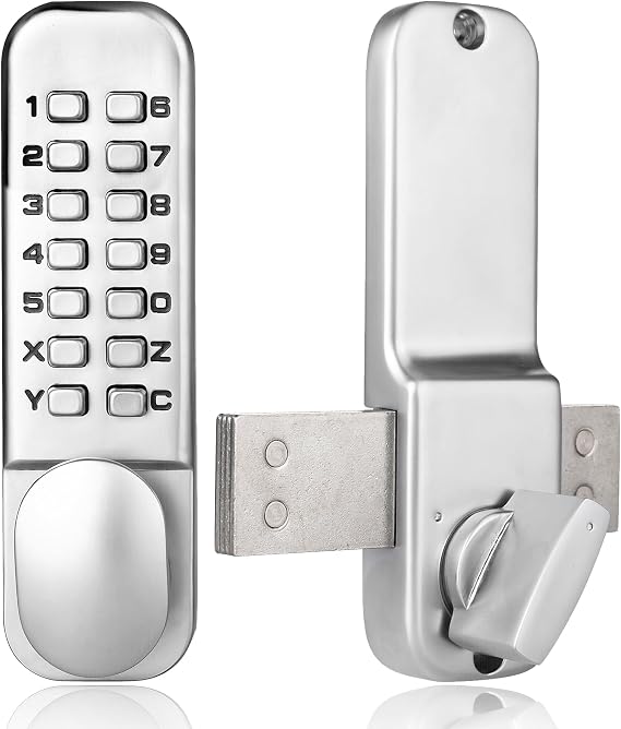 MUTEX Combination Door Lock MX250 Mechanical Keyless Surface Mount Deadbolt - Satin Chrome | Surface Mount Design Satin Chrome Finish Keyless Entry Security for Homes, Offices, Apartments, Garages
