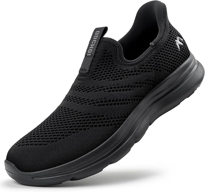 ODCKOI Men's Slip On Trainers Breathable Hands Free Walking & Running Shoes for Gym, Work & Daily Use, Lightweight Cushioned No Tie Design Laces Sports Sneaker