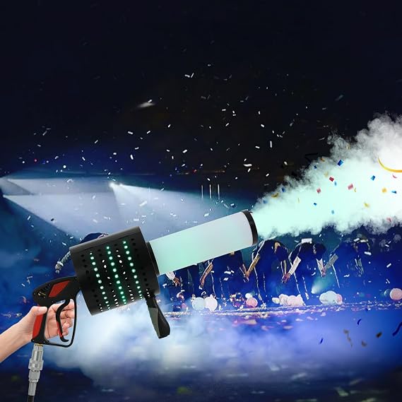 Handheld CO2 Cannon Confetti Machine 7 Colors LED Confetti Blaster Gun Professional Confetti Launcher for Concerts Parties Club Wedding Theater
