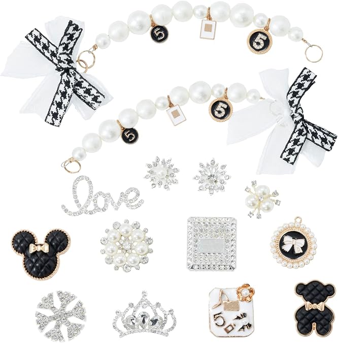 Lxslince Bling Shoe Charms for Women and Girls,Pearl Shoe Chains,Luxury Jewelry Charms Accessories for Clog Shoes Decoration.