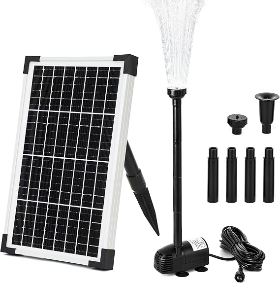 ECO-WORTHY Solar Water Fountain Pump Kit 216 GPH Flow 13W Adjustable Dry-Run Protection Solar Pond Pump Monocrystalline Solar Panel Powered Water Pump for Ponds, Garden, Waterfall, Pool, Birdbath