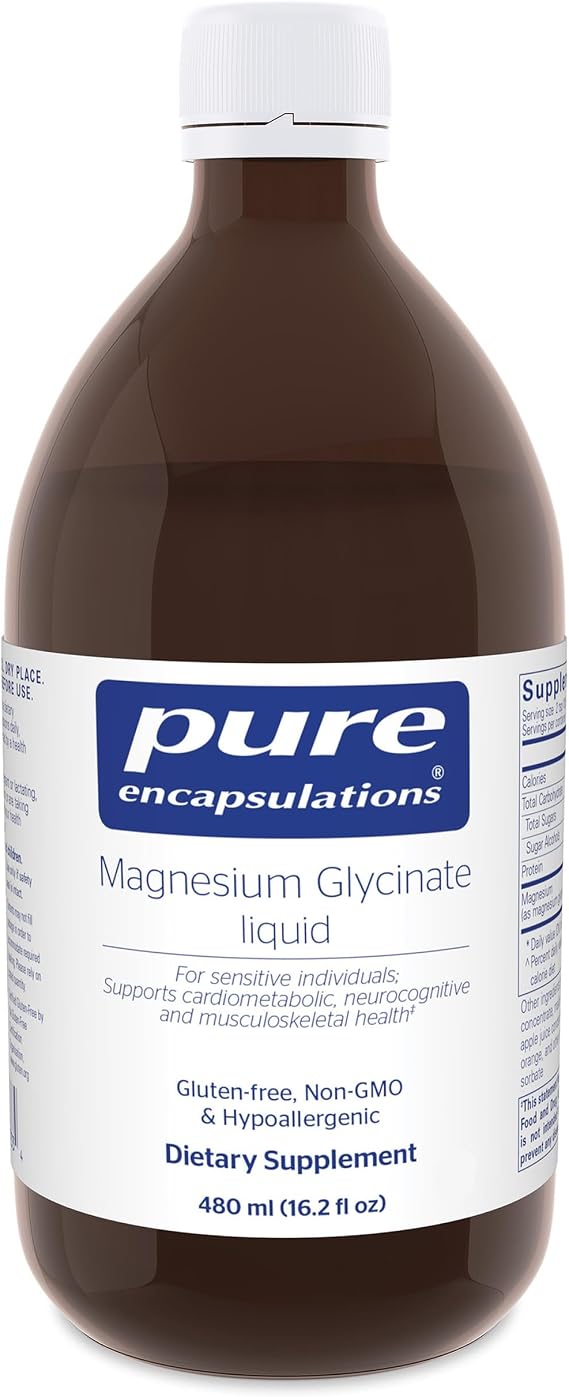 Pure Encapsulations Magnesium Glycinate Liquid, 16.2 fl oz | Supports Bone Health and Heart Health*, Vegan, Gluten-Free and Non-GMO, Liquid Magnesium Glycinate