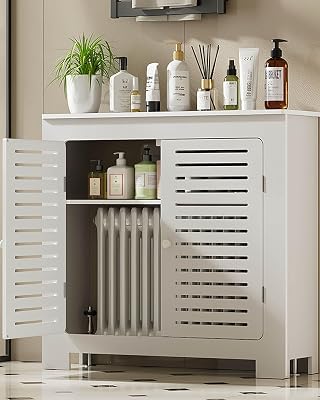 Modern Radiator Cover Louvered Grill Heater Heating Side Stand Cabinet, White Wall Heater Cover Radiator Shelf, Easy To AssembleStorable, Hide Cluttered Pipes For Decorative Living Room HomeL27.6xH3