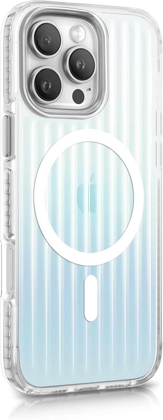 Minesk iPhone 15 Pro Max için Elite Serisi MagSafe ile Uyumlu Arkası Yarı Saydam Parmak izi Tutmayan ve Çizilmeyen Polikarbonat Kenarları Yumuşak Silikon Kılıf (Pearl, 15 Pro Max)