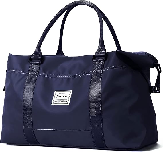 Dark Blue Sport Travel Duffle Bag Large Gym Tote Bags for Women, Weekender Carry on Bags for Airplane, Ladies Beach Overnight Waterproof Luggage Bags with Wet Pocket