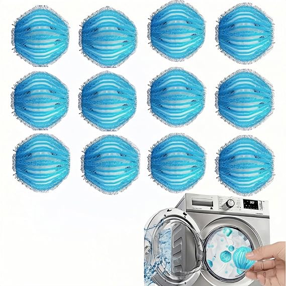 12 PCS Pet Hair Remover for Laundry & Dryer, Reusable Laundry Lint Catcher, Dog Hair Remover Tool for Clothes Bedding, Washing Machine Hair Trap, Non-Damaging Fabric Safe