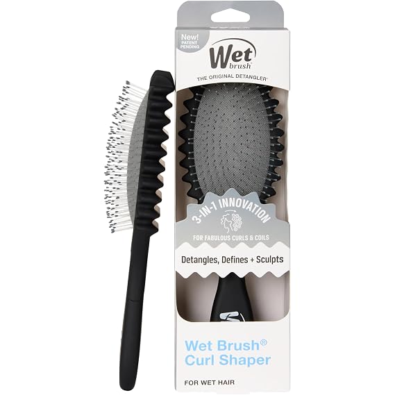 Wet Brush Curl Shaper Detangler Brush, Black, Made for Women, Men & Kids