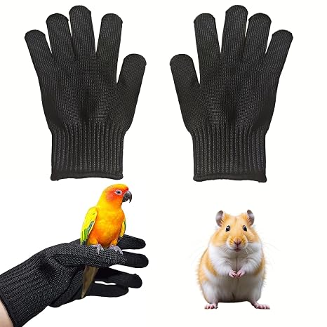 Bird Training Anti-Bite Gloves, 1 Pair Small Animal Handling Gloves, Parrot Chewing Protective Steel Wire Mitten for Squirrels Hamster Cockatiels Finch Macaw 