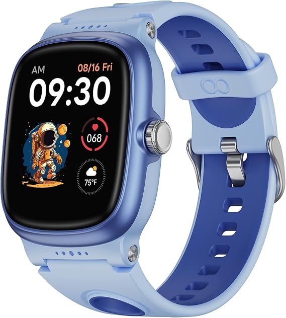 anyloop Smart Watch for Kids with Heart Rate Sleep Monitor, Games/Alarm/IP68 Waterproof Smart Watch for Boys Girls, Step Calorie Pedometer Activity Tracker (Dark Blue, Fits 4.1-7.1 inch Wrist)