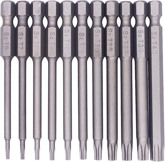 Wolfride 11pcs Torx Screwdriver Bit Set 1/4 Inch Hex Shank Magnetic Torx Screwdriver Drill Bit Set | 75mm Length