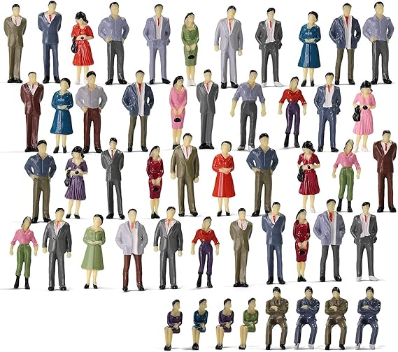 P50 Model Trains Architectural 1:50 O Scale Painted Figures O Gauge Sitting and Standing People for Miniature Scenes New (50PCS)