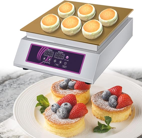 Commercial Electric Souffle Machine, Dorayaki Pancake Souffle Maker Machine, with Stainless Steel Cover, for Restaurants, Bakeries, Dessert Shops,A