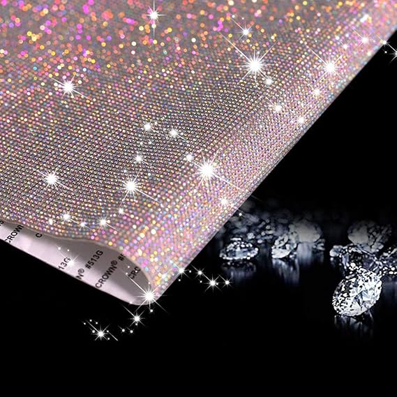 Self-Adhesive Bling Rhinestone Sheet Stickers, DIY Craft, Crystal Diamond Decals (15.8" x 9.5") (Ab)
