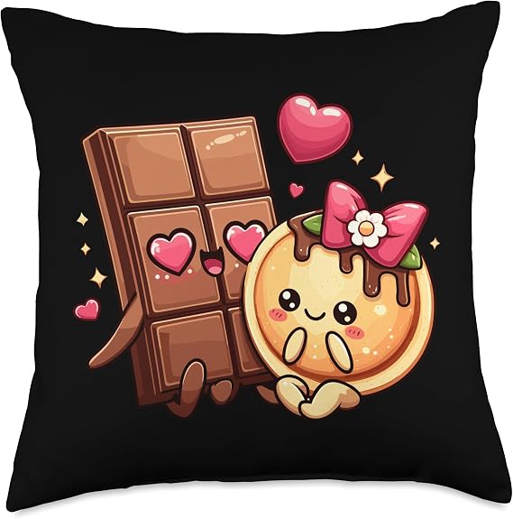 Choco and Pancake Couples Love Matching Chocolate Day Throw Pillow