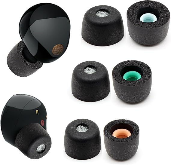 3 Pairs Memory Foam Eartips Ear Buds for Sony WF-1000XM6 & WF-1000XM5, Ear Tips Replacement Sony Ear Piece Foam Tips for WF-1000XM5/XM6 Fit Charging Case(Matt Surface, SML)
