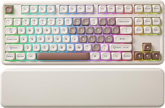 YUNZII B87 TKL Wireless Mechanical Keyboard (Brown Heart, Cocoa Cream V2)