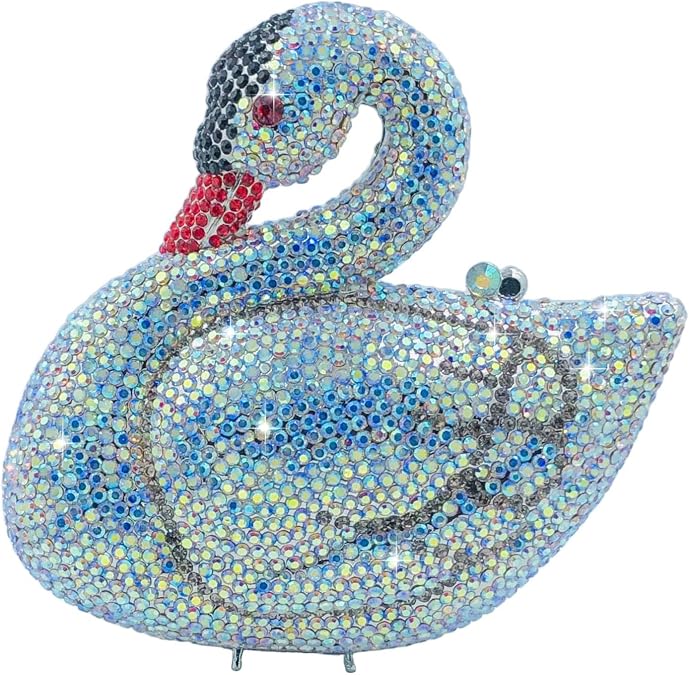 Novelty Swan Crystal Clutch Women Evening Bag and Clutches Party Prom Wedding Handbags Rhinestone Clutch Purses,Mini