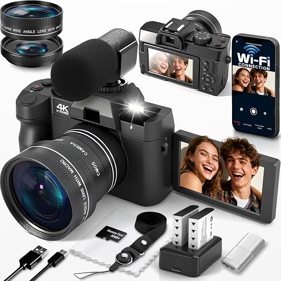 4K Digital Camera for Photography with WiFi Vlogging Camera for YouTube