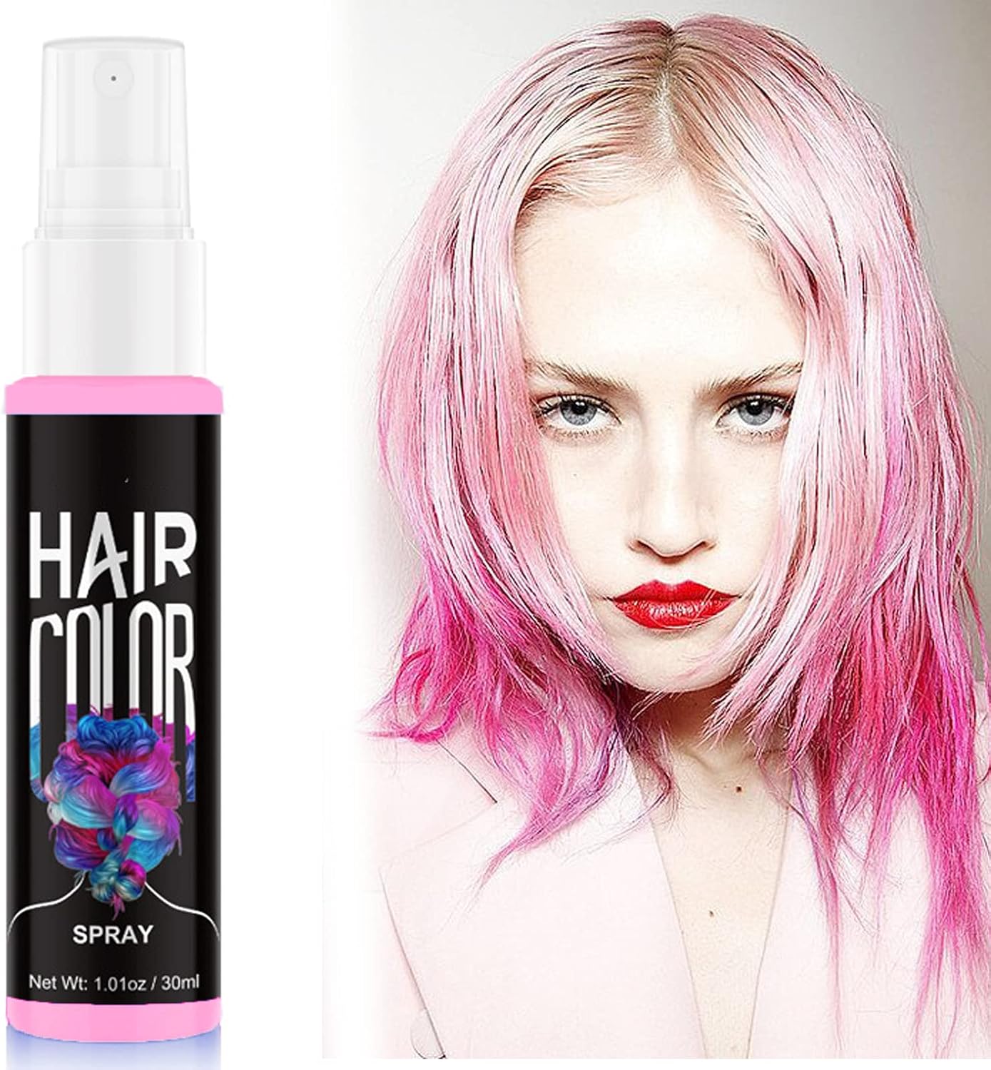 DMQ Temporary Hair Dye,Hair Colour Spray,Crazy Pink Hair Spray Temporary, Washable Temporary Hair Colour,Instant Hair Dye for Christmas, Halloween, Birthdays,Party,Cosplay,Christmas Pink